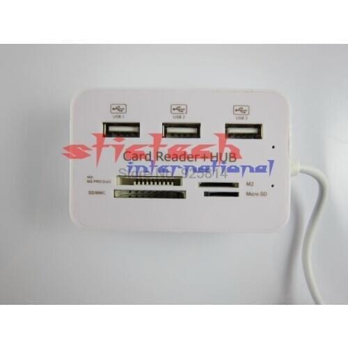 By dhl or ems 200pcs Micro USB Hub Combo 2.0 3 Ports Card Reader High Speed Multi USB Splitter Hub USB Combo All In One