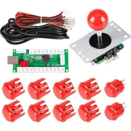 DIY Handle 8 Way Arcade Joystick Kits 5 Pin 24mm/30mm Push Buttons Replace PC Games Mame Raspberry Pi Retropie 3 Model B Project