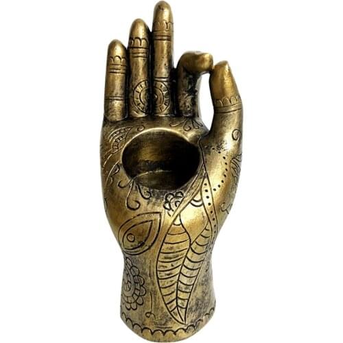 Buddha Yoga Candle Holder Resin Tabletop Religion Tealights Holder Meditation Buddhist Candlestick Resin Craft Ornament Decor