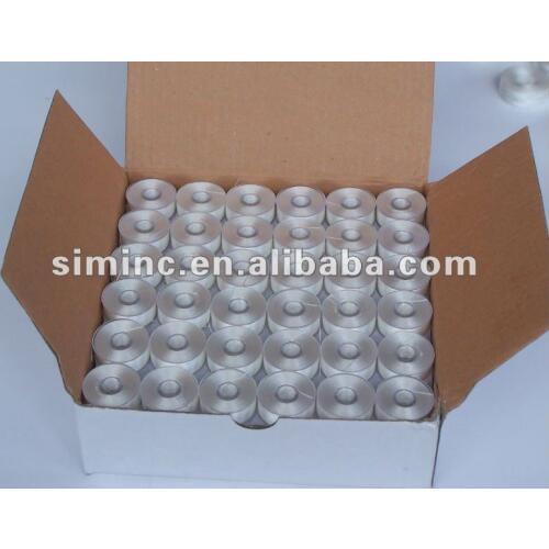 Hot selling L type plastic bobbin core, Polyester embroidery thread, pre-wound bobbin thread with plastic side+free shipping