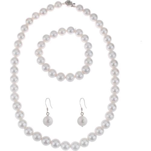 Lureme Fashion Elegant Pearls Elastic Necklace Bracelet Dangle Earring Pearl Wedding Jewelry Sets 7 Colors for Women (09000649)