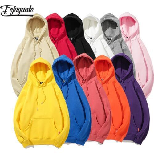 FOJAGANTO Fashion Brand Mens Hoodies Autumn New Men Solid Color Cotton Big Pocket Hooded Hoodie Male Hoodies Sweatshirts Tops