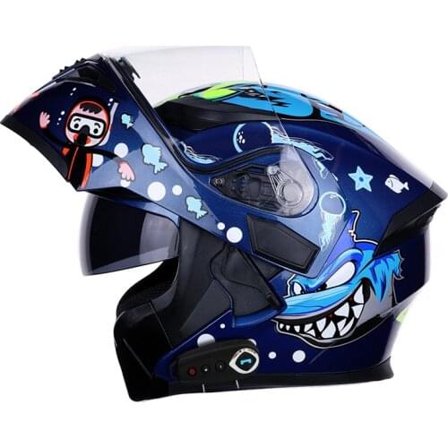 NEW Cool Bluetooth Helmet Flip Up Visor Dual Lens Casco Moto Motorcycle Helmet Full Face Casco Black Motorbike Helmets Modular