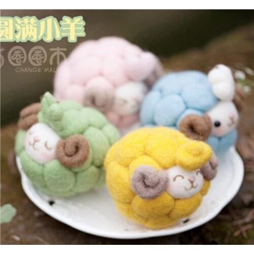 Successful lambs cartoon animal set wool needlepoint kit wool felt needle felting decoration craft needlecraft DIY handmade