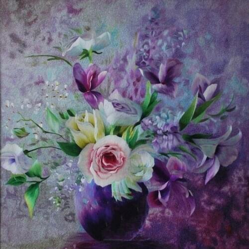 Purple Bottle Flower Arts Handmade Counted Needlework Embroidery DIY Cross Stitch Kits Crafts 14CT Unprinted Home decoration