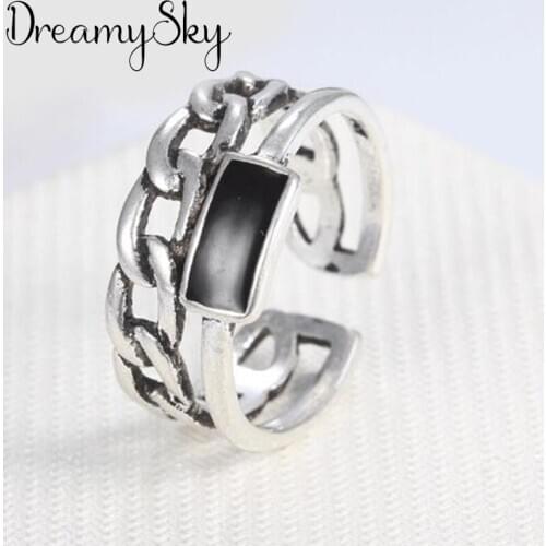 New Charming Black Layer Chains Finger Ring for Women Vintage Boho Knuckle Party Rings Gothic Punk Jewelry Gifts for Girls 2020