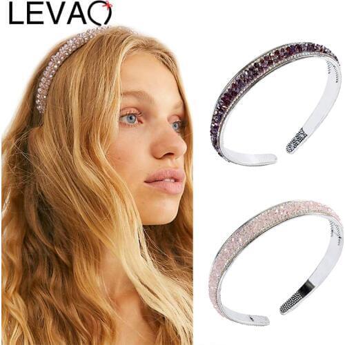 LEVAO 2CM Rhinestone Headband Hair Band Lady Women Girls Turban Elegant Toothed Head Hoop Bezel Hairband Female Hair Accessories