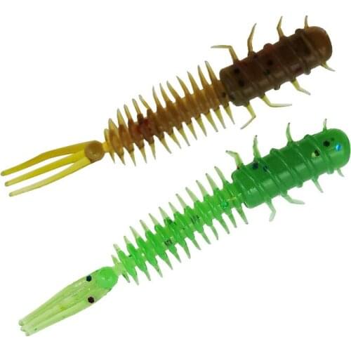 Wholesale New 45mm/0.4g Larva Soft Lures Fishing Artificial Lures Silicone Bass Pike Minnow Swimbait Jigging Plastic Baits Worm