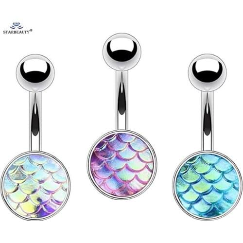Fantasy Fish Scale Belly Piercing Nombril Round Earring Belly Button Rings Navel Piercing Ombligo Sexy Girl Belly Dance Ornament