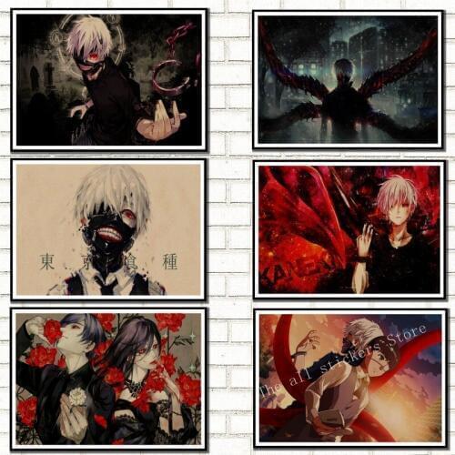 Tokyo Ghoul Anime Posters kraft Paper Prints Clear Image Home Decoration Livingroom Bedroom Home Art , wallpaper sticker /906