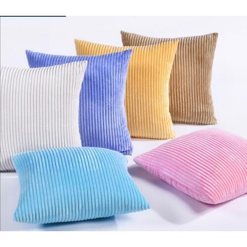 Plain Cushion Cover Super-Soft Decor Striped Velvet Corduroy Decorative Cushion Covers For Sofa 45x45cm Decorative Pillows