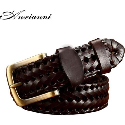 Fashion Braided Unisex belt genuine leather Women & Mens Jeans Leather Belt Width 3.3CM Top Quality