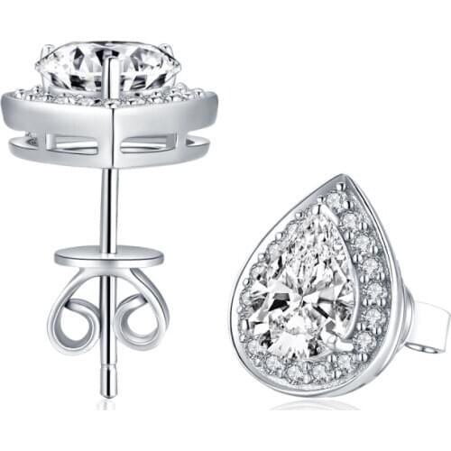 925 Sterling Silver Hot Water Drop Design Pear Cut Top Quality Cubic Zircon Stud Earring Luxury Gift for Women Jewelry