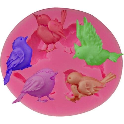 5 birds fondant silicone mold chocolate Mu Si baking tools cake decoration mold manual glue dropping tools