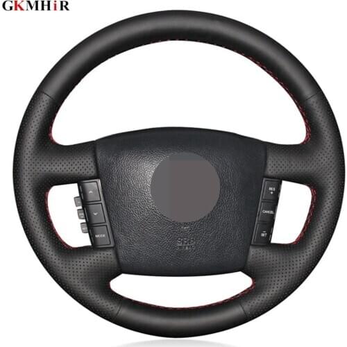 DIY Hand-stitched Black Artificial Leather Car Steering Wheel Cover For Kia Borrego 2007-2016 Carens 2004-2006