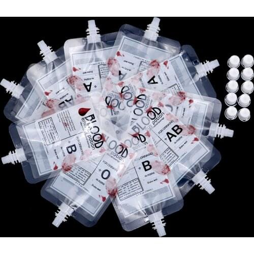 150ML 10Pcs Halloween Cosplay Drink Container Bag Vampire Blood Pouch Props Zombie Beverage Drinks Bags PVC Water Bottle Decors