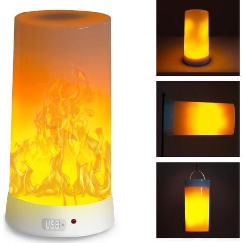 LED Dynamic Flame Effect Waterproof Outdoor Indoor 3 Mode Flashing Simulation Decorative Light LED Flame Light USB Charging