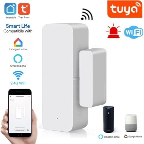 Tuya WiFi Door Sensor Smart Alarm Detectors Smartlife APP Wifi Window Sensor Security Alarm Work With Alexa Google Home