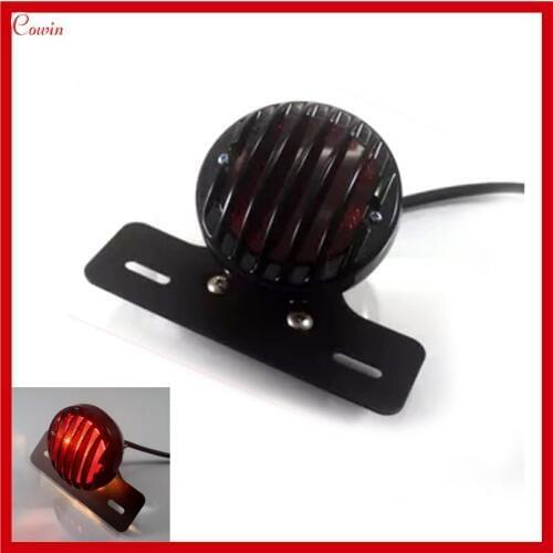 VEHTRKACNTOL Black Retro Style Motorcycle Brake Light Tail Plate Light Lamp For Chopper Cruiser Racer Honda