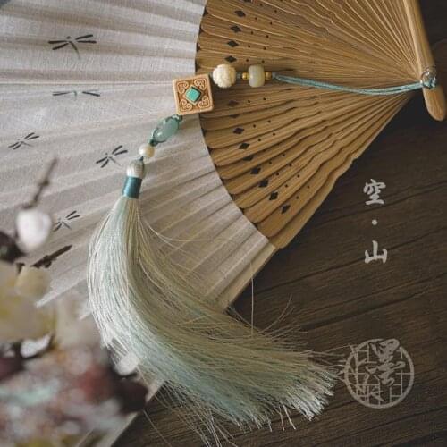 Handmade vintage wooden beads tassel Pendant hanfu dress Fan chi-pao Pendant Ancient Chinese accessories Bag packing