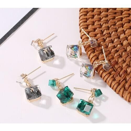Crystal Vintage Simple Crystal Geometric Earrings Gifts For Women Stud Earrings Minimalist Jewelry Free Shipping Dropshipping