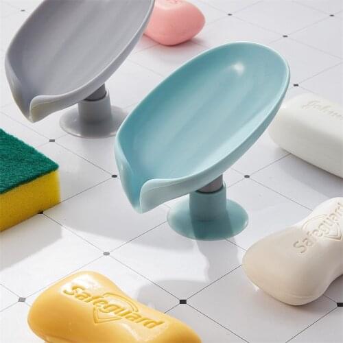 Leaf-shaped Soap Dish Box Soap Holder Drain Rack Toilet Soap Saver Perforated Free Standing Suction Cup Travel Bathroom Product