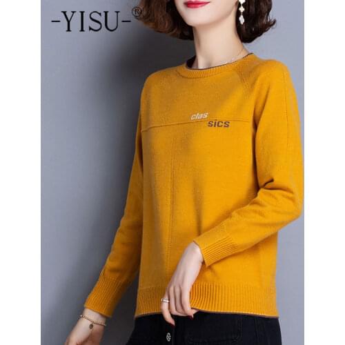 YISU Women Pullovers Sweater High Quality Jumper 2021 Spring Autumn Knitted Sweater Long sleeve O-Neck basis Sweater Women