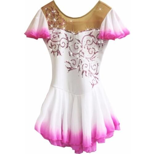 BHZW figure skating dress womens girls ice skating dress spandex red