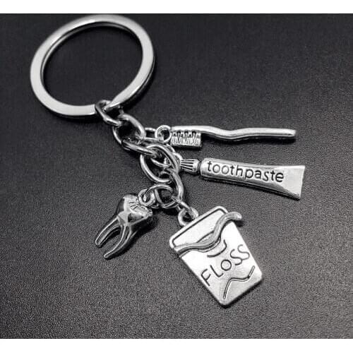 Dentist Health Toothbrush Toothpaste Dental Floss Creative Backpack Pendant Alternative Key Chains