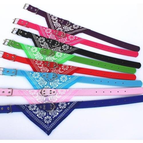 Dog Cat Pet Accessories Collar Scarf Adjustable 1Pcs Neck Bandana Puppy Neckerchief PU Leather 8 Color Triangular Saliva Towel