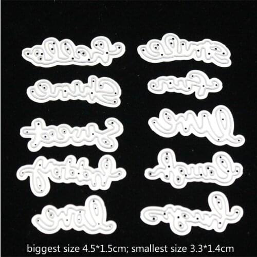 10pcs Words Metal Cutting Dies Stencil for DIY Scrapbooking Album Embossing Paper Cards Deco Crafts Die Cuts