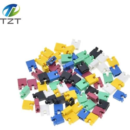 100PCS Pitch jumper shorted cap & Headers & Wire Housings 2.54MM SHUNT Black yellow white green red blue