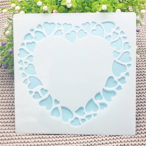 13x14cm heart shape Scrapbook Stencils Spray Plastic Mold Shield DIY Cake Hollow Embellishment Printing Lace Ruler Valentine