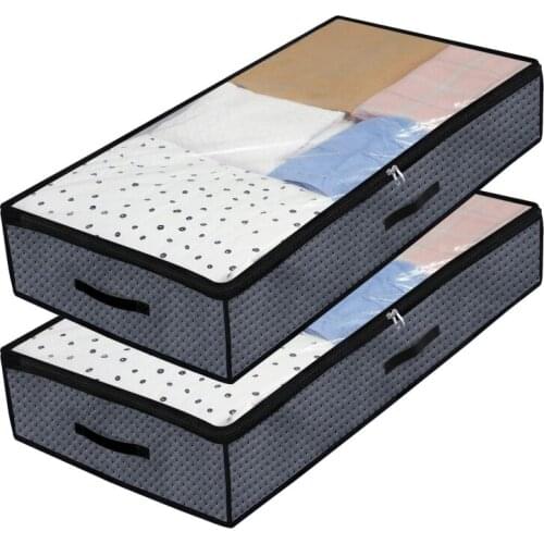 2Pcs Clothes Quilt Storage Bag Blanket Closet Sweater Organizer Box Sorting Pouches Portable Travel Home Clothes Container Bag