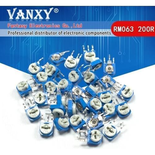 20pcs RM063 200 ohm blue and white can be adjusted resistance potentiometer 200R 201