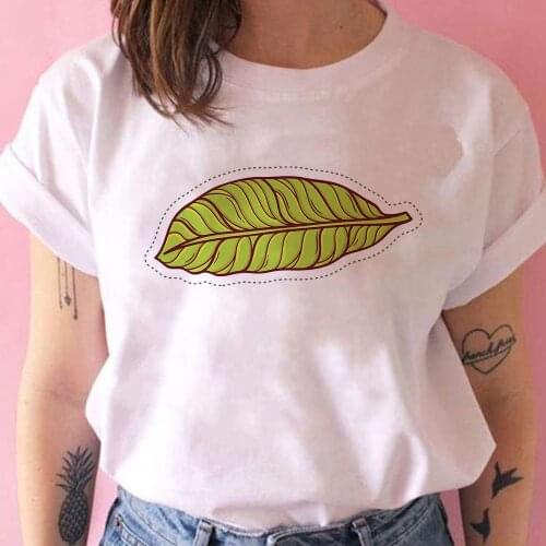 2021 Modern T Shirt Women O-Neck Good For Mom Wholesale T Shirt Big Banana Leaf T Shirt Art Fashion Beautiful Retro Life T Shirt