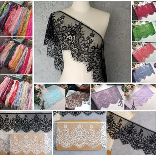 3Meters 18CM Wide European Style Embroidery Eyelash Lace Trim Multi Color For Lingerie Bra Wedding Dress Underwear Sewing Fabric