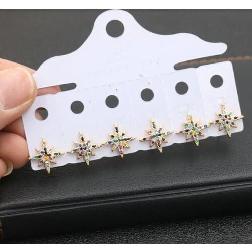 3pair/set Micro CZ Gold Star Earrings For Women Crystal Earrings Fashion Women Statement Earrings Lucky Jewelry Mujer Brinco