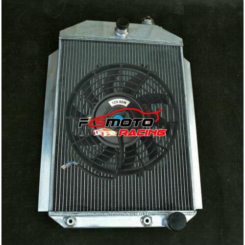 3 ROW Aluminum Radiator + Fan For Chevy Hot Street Rod CAR 350 5.7 V8 With Tranny Cooler 1937AT/MT KIT 37 5.7L