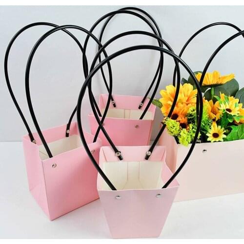 5pc Portable Kraft Paper Handbag Gift Packaging Bag Wedding Party Decor Flower Box Florist Handy Flower Bag Wrapping Supplie