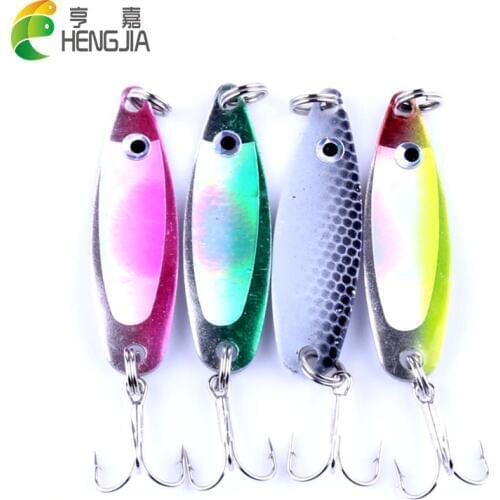 HENGJIA 50pcs spinner spoon hard metal lures Spoon Fishing Lures wobbler pike carp trout catfish fishing baits pesca takles