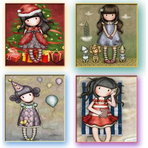 5d Diy Diamond Painting "cute Girl" Cross Stitch Square/round Diamond Painting Inlaid Embroidery Mosaic Cartoon Decoration