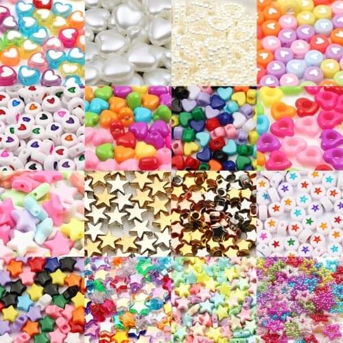 Acrylic Heart Stars Beads Colorful CCB Spacer For Charm Jewelry Making Accessories DIY Kids Fashion Bracelet Necklace Supplies