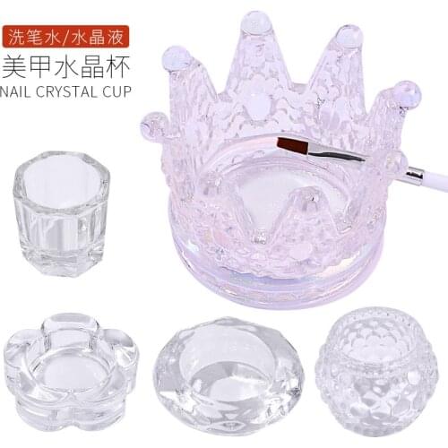 Acrylic Nail Cup Acrylic Powder Liquid Crystal Glass Crystal Crown Dappen Dish Lid Bowl Cup Holder Equipment Nail Tool for Nail