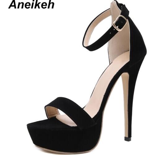 Aneikeh 2021 Fashion PU Serpentine Gladiator Shoes Woman Peep Toe Thin High Heels Sandals Cover Heel Nightclub Party Pumps Shoe