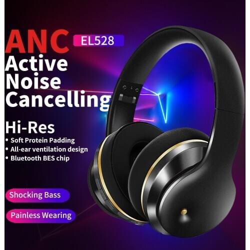 Wireless Headphone HiFi ANC Active Noise Cancelling Bluetooth V5.0 Headphone Over Ear Headset for Phone