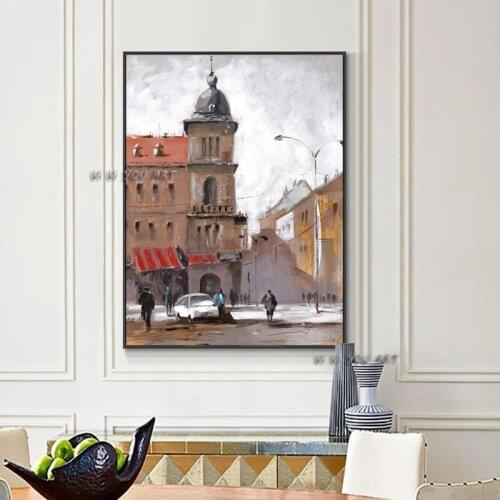 100 Hand Painted Large Brown Building Painting Oil Painting On Canvas Modern Wall Art Painting Without
