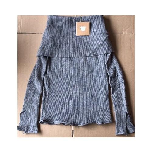 Slash neck sweaters with slip at the sleeve 20200208