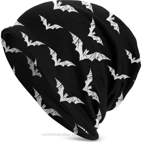 Goth 1980s Subculture Rock Romance Beanie Hats Bats Pattern Knitted Hat Bonnet Skullies Beanies Caps Men Womens Earmuffs