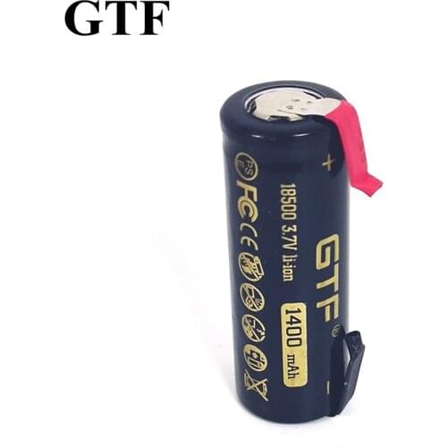 Gtf 3.7 v 18500 1400mah actual capacity li-ion rechargeable battery for flashlight toy electronics with nickel diy